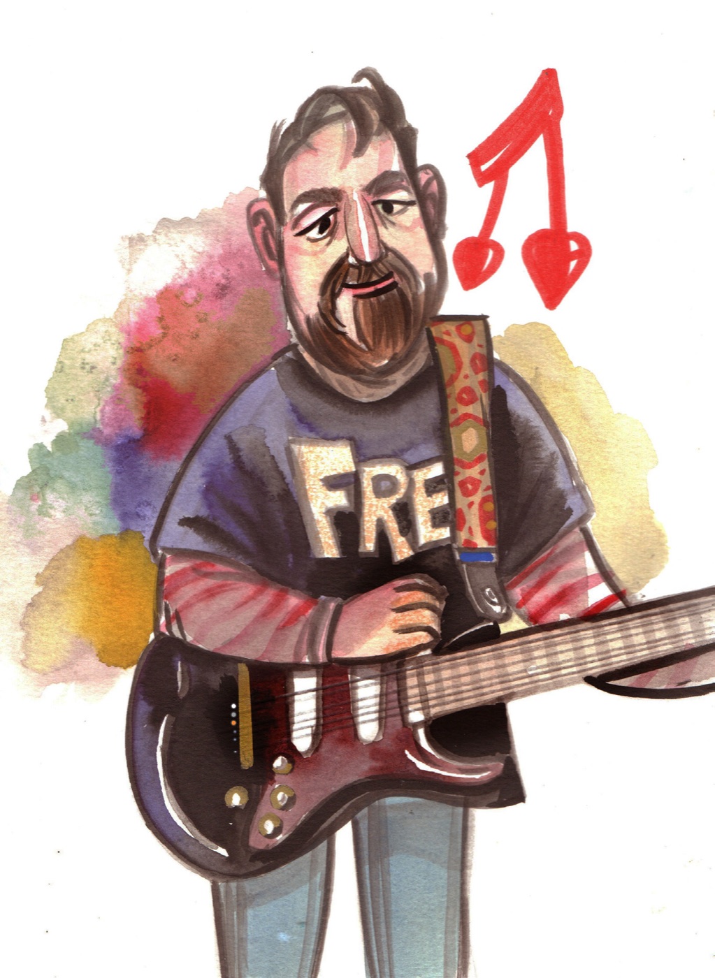 O pai da Carol tocando guitarra